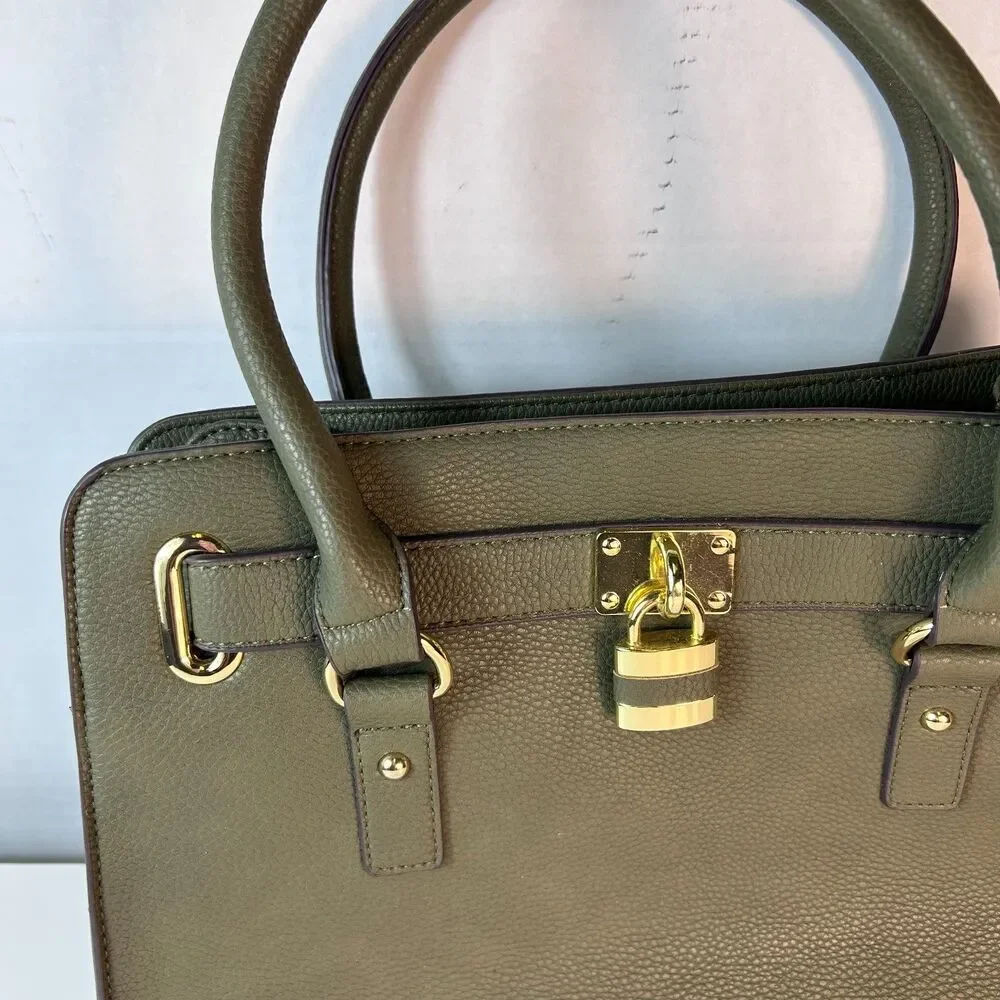 Charming Charlie NWOT Olive Pebble Faux Leather Structured Satchel Bag